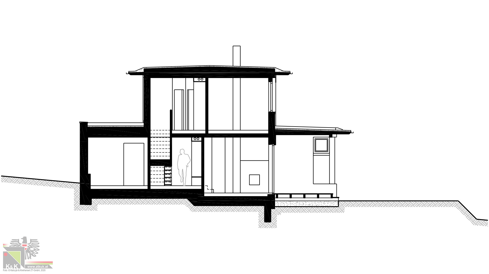 Einfamilienhaus in Holsbauweise - Systemschnitt
